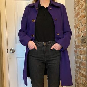 DKNY long violet dress coat